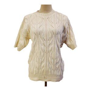 NWT VINTAGE Distinction SZ S/M 100% Cotton Cable Knit Crew Neck Sweater